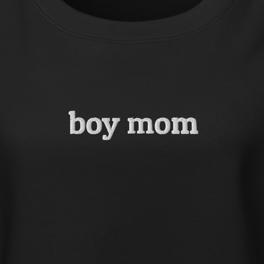 Boy Mom Large Embroidery Crewneck Sweatshirt